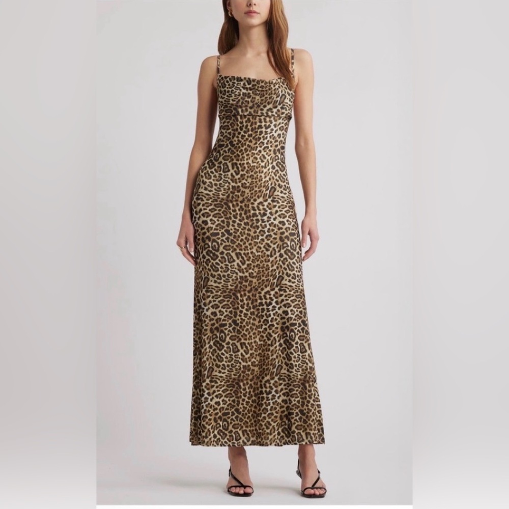 Leopard-Print Maxi Dress in Brown Tones
